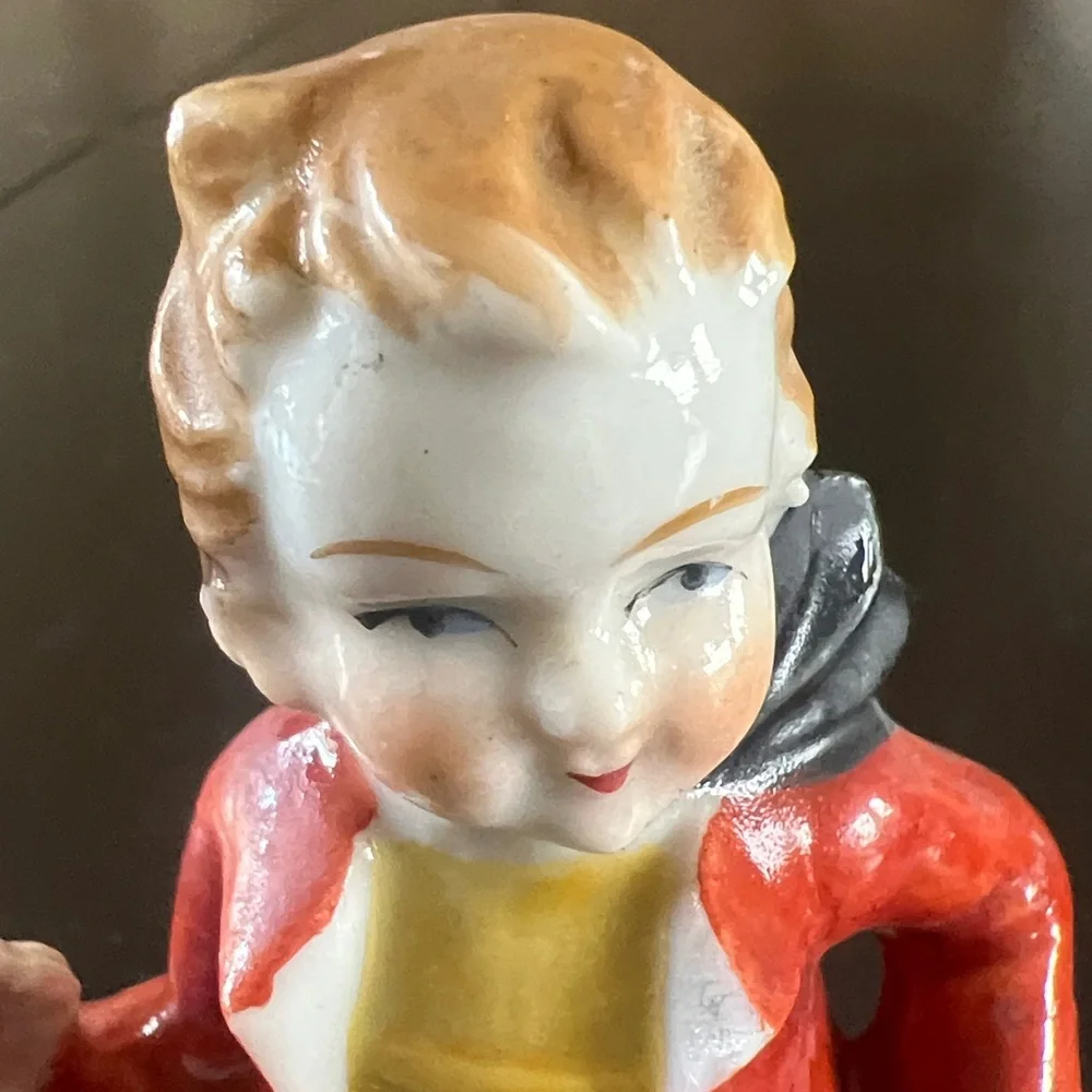 Vintage Made in Occupied Japan Boy With A Basket & Flowers Figurine